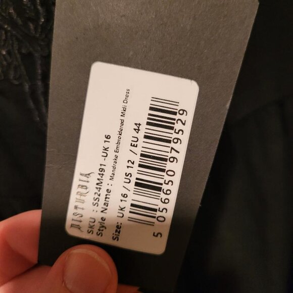 Disturbia Mandrake Linen-Blend Embroidered Midi Dress US Size Large - Picture 5 of 8